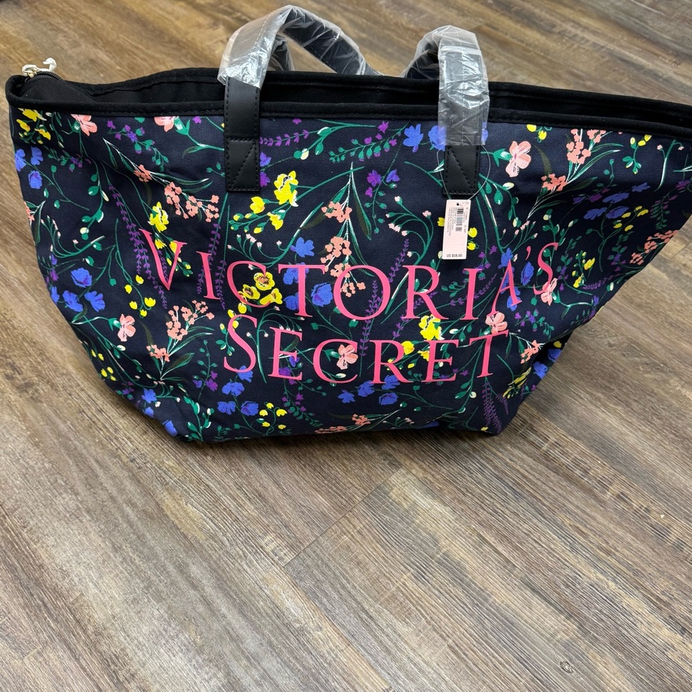 Victoria's Secret Black‎ Tote with Floral Design